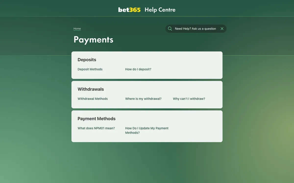 bet365 Casino — Payments, captured from Japan
