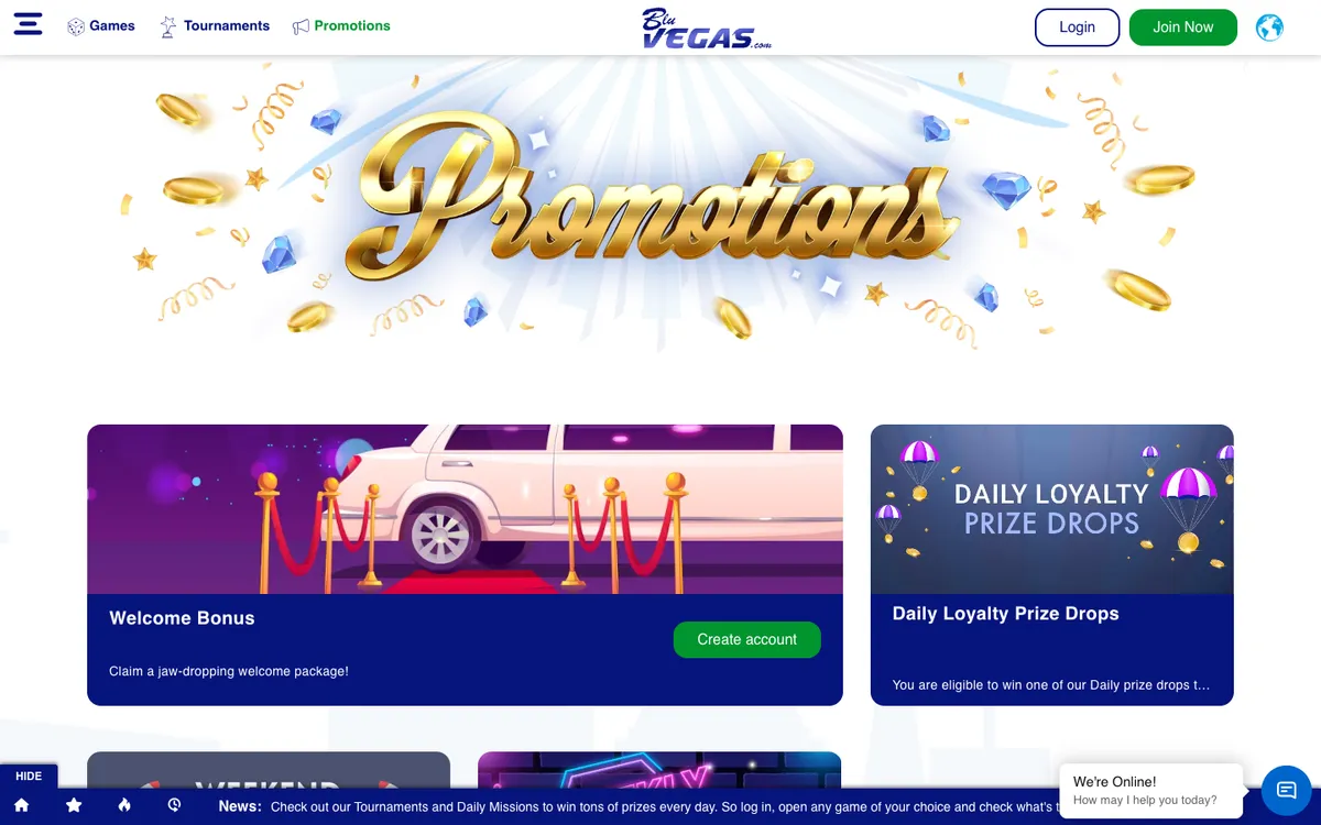 BluVegas Casino — «Акции», снято из страны Бельгия