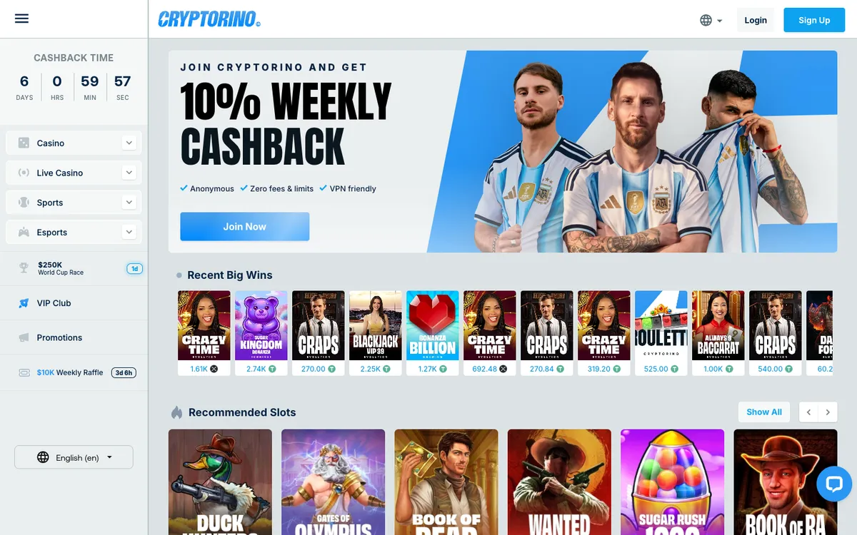 Cryptorino Casino — «Главная», снято из страны Австралия
