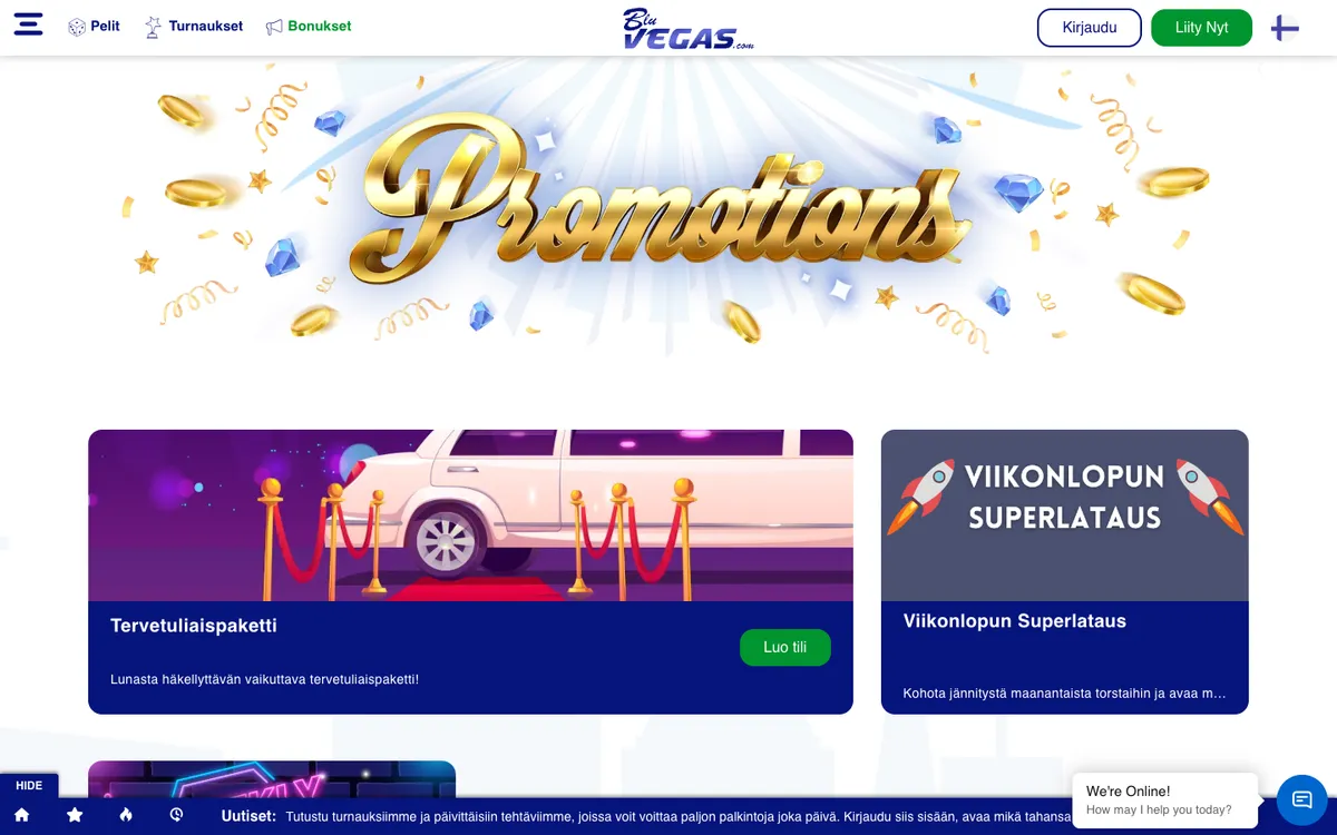 BluVegas Casino — «Акции», снято из страны Финляндия