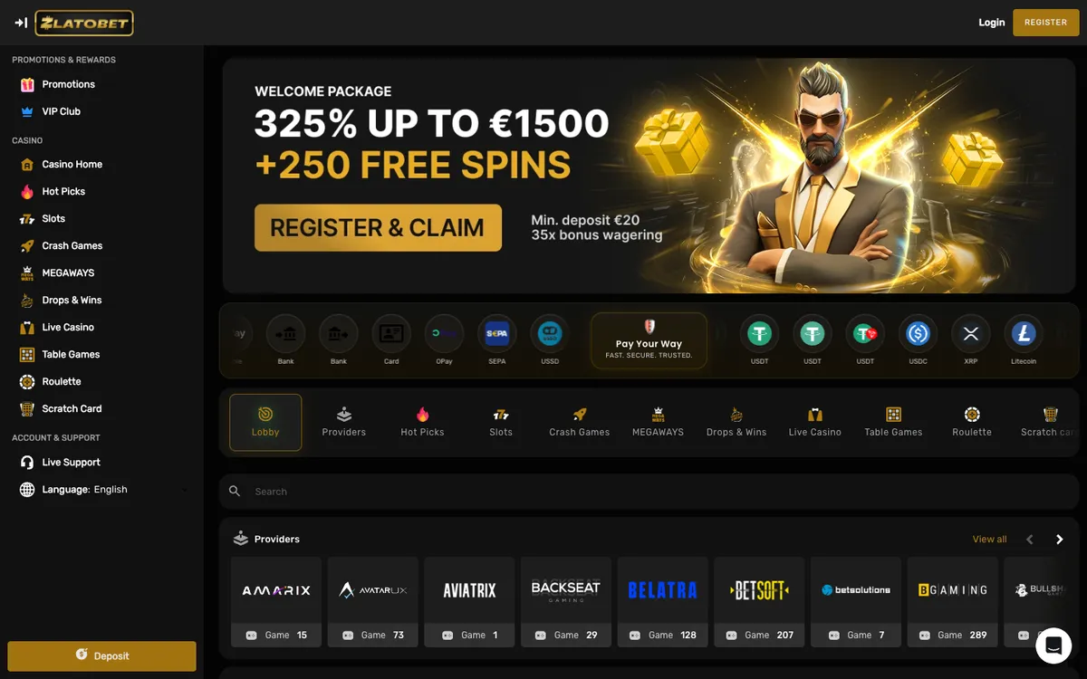 ZlatoBet Casino — «Главная», снято из страны Польша