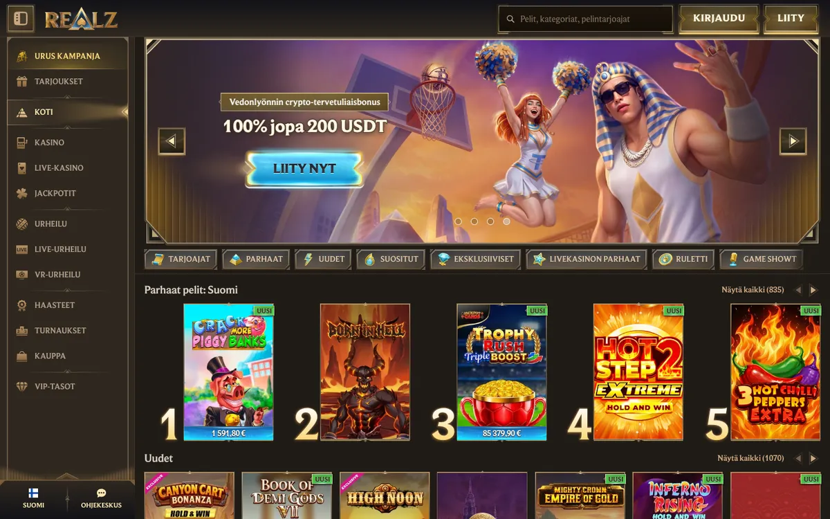 Realz Casino — «Главная», снято из страны Финляндия