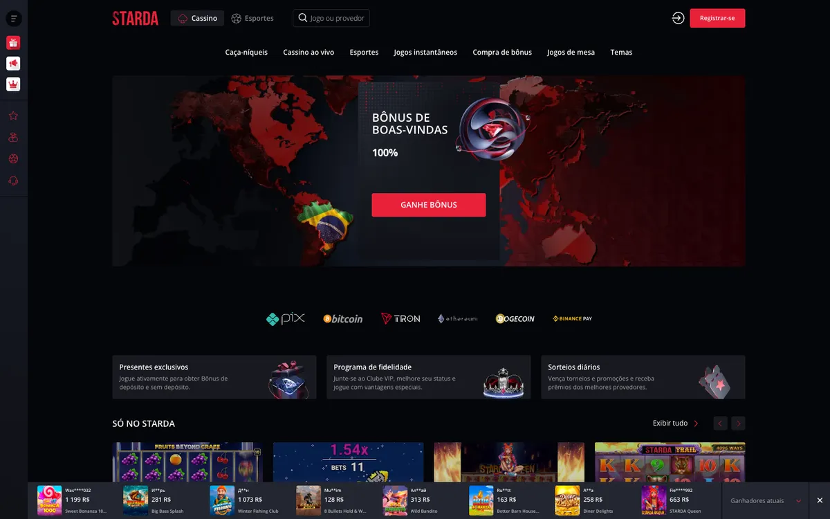 Starda Casino — Home page, captured from Brazil