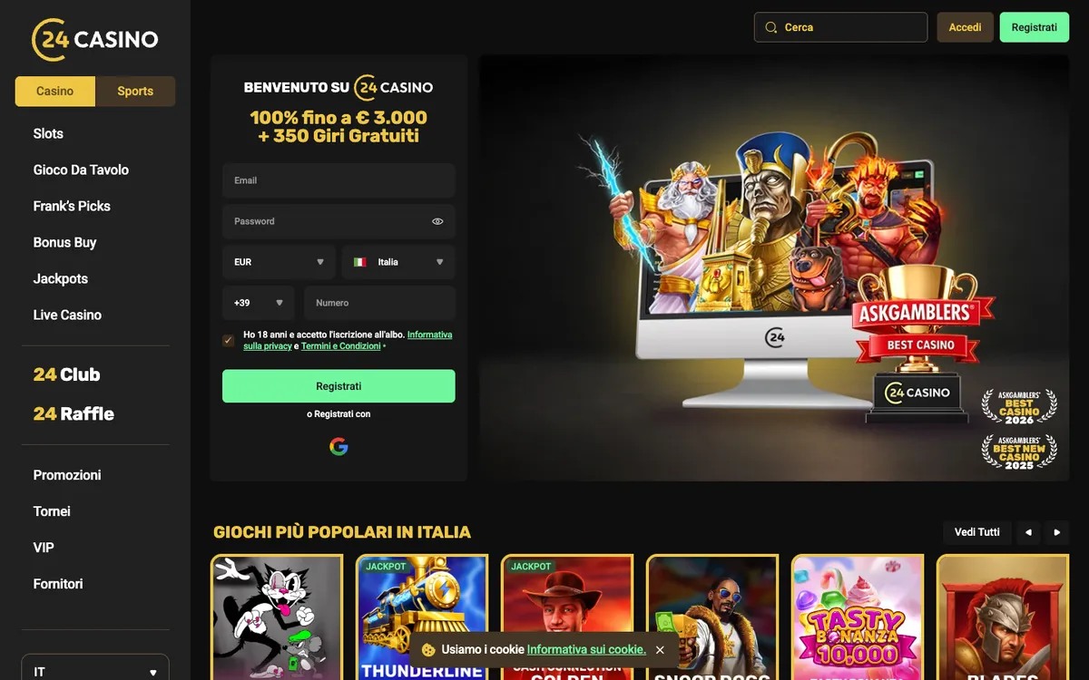 24Casino — «Главная», снято из страны Италия