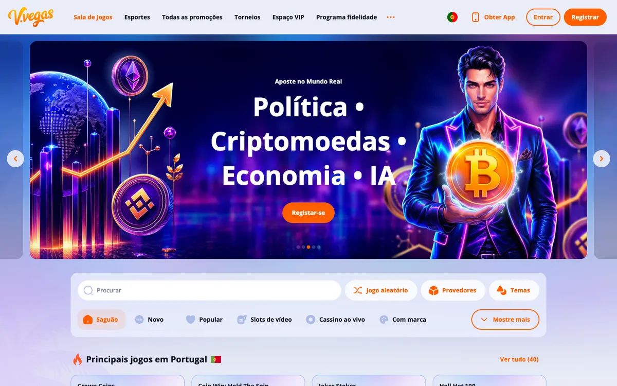 V.Vegas Casino — Home page, captured from Portugal