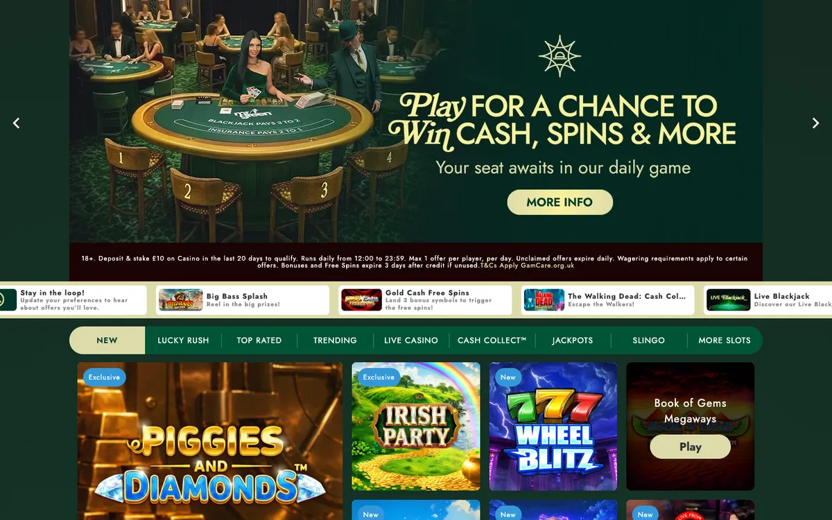 Mr Green Casino — Home page, captured from United Kingdom