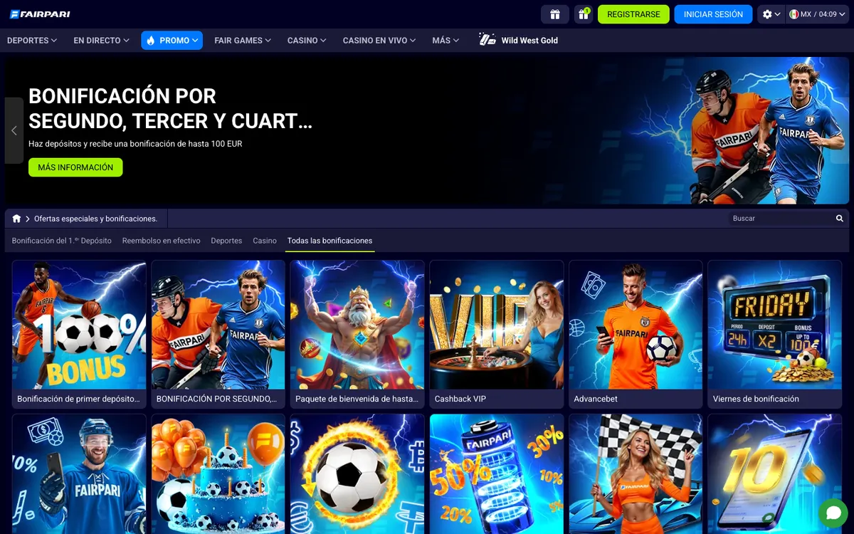 FairPari Casino — «Акции», снято из страны Мексика