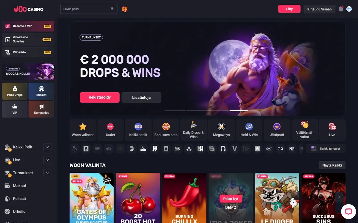 Woocasino — «Главная», снято из страны Финляндия