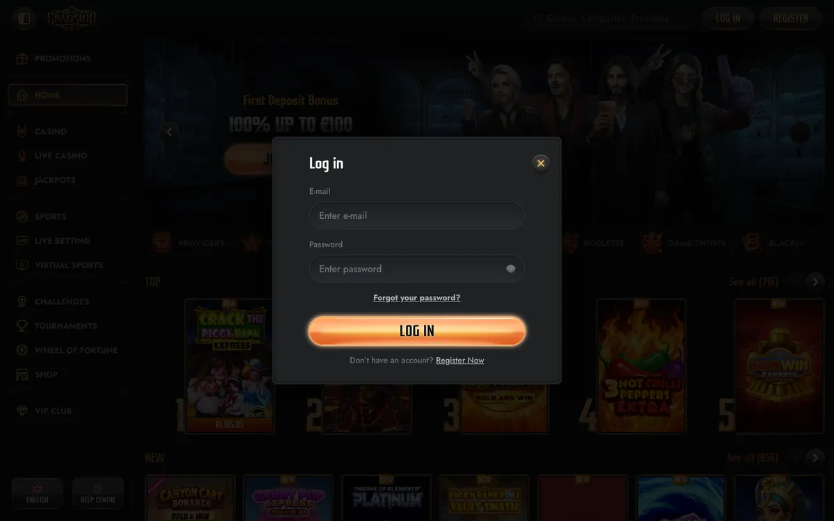 Gransino Casino — Sign-up, captured from Japan