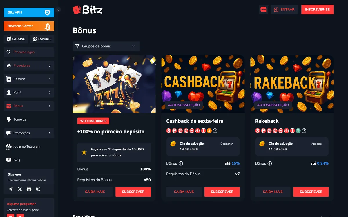 Bitz Casino — «Акции», снято из страны Бразилия