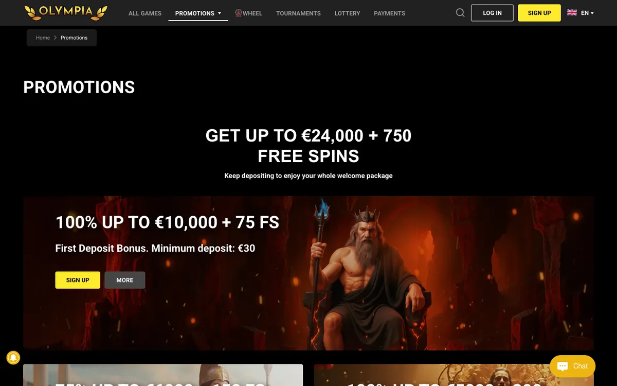 Olympia Casino — Promotions, captured from Austria