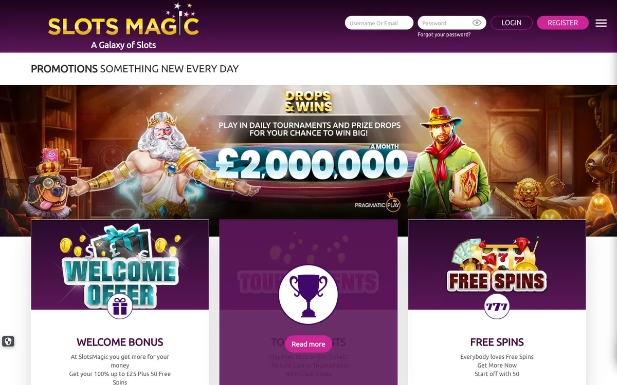Slots Magic Casino — Promotions, captured from United Kingdom