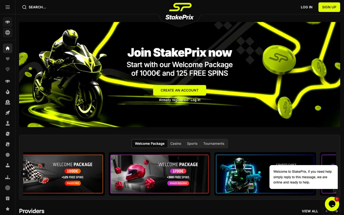 StakePrix Casino — «Главная», снято из страны Бельгия