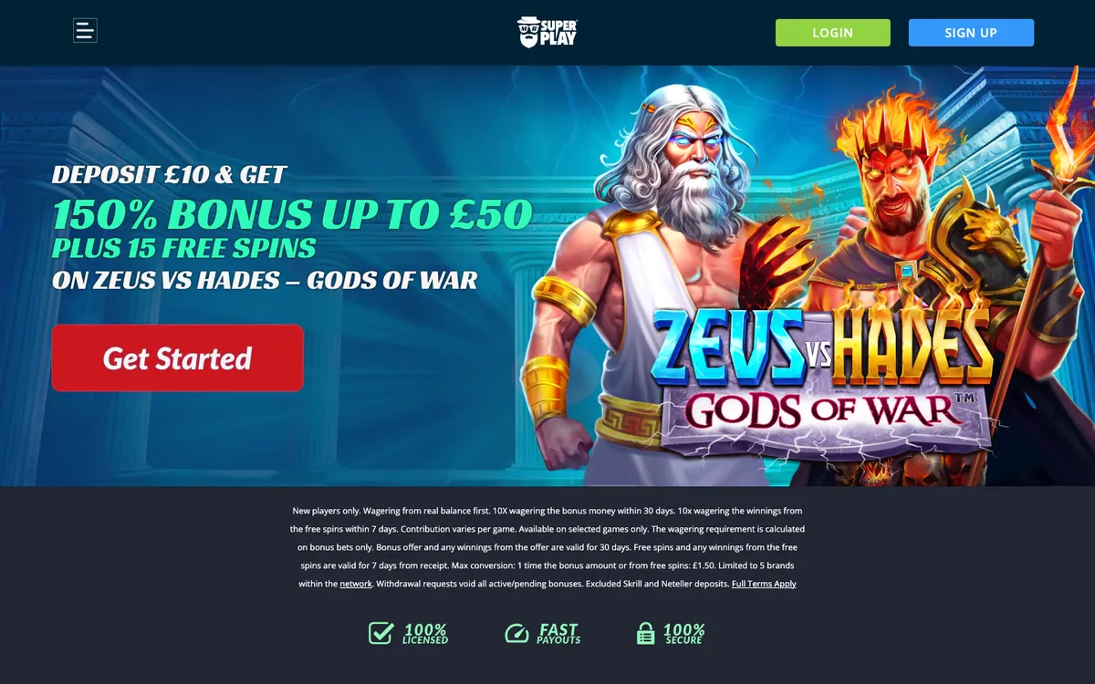 Mr SuperPlay Casino — Home page, captured from United Kingdom