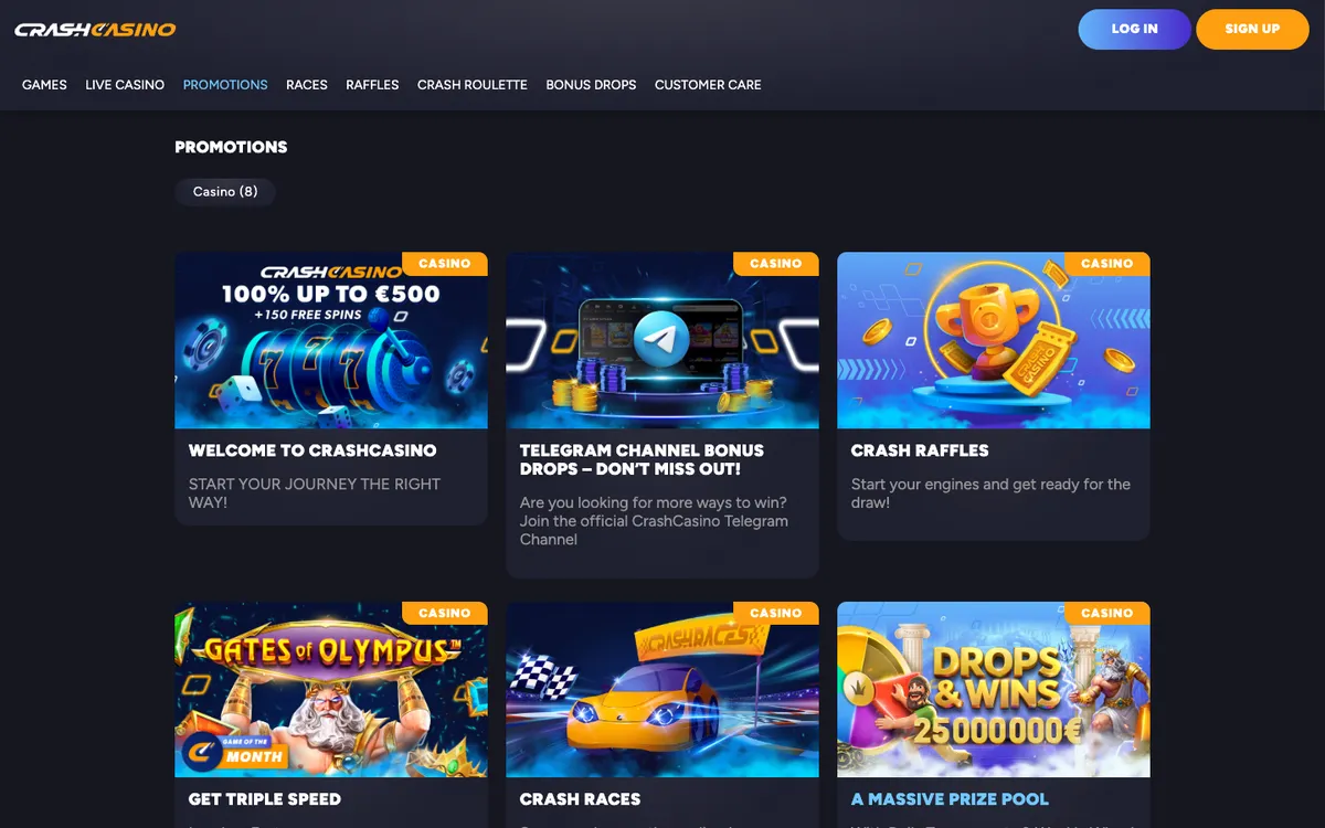 CrashCasino — Promotions, captured from Norway