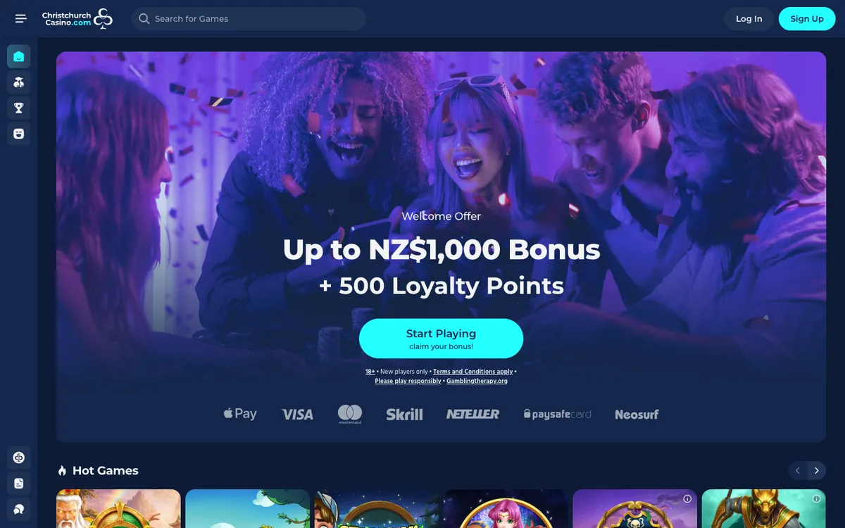 Christchurch Casino — Home page, captured from New Zealand