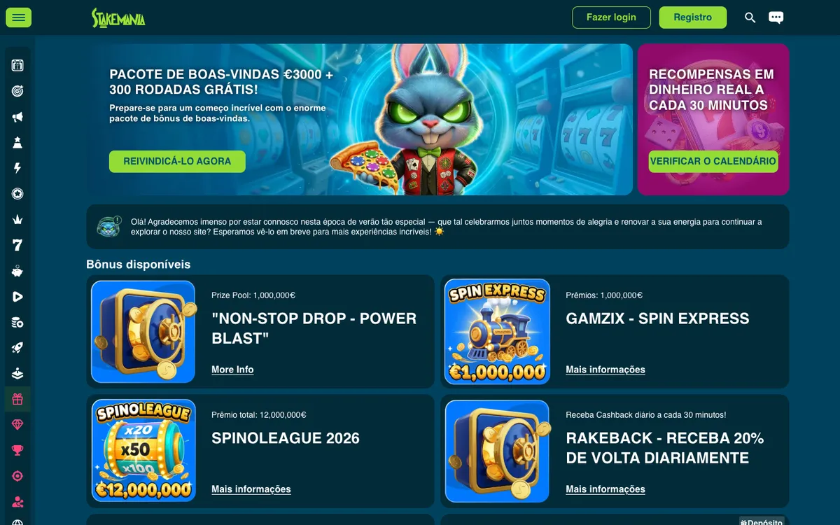 StakeMania Casino — Promotions, captured from Portugal