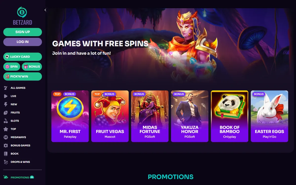 Betzard Casino — Promotions, captured from Canada