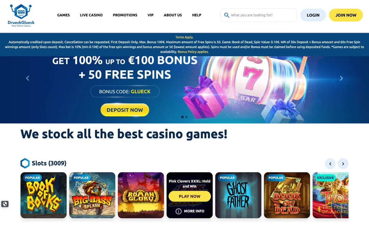 DrueckGlueck Casino — Home page, captured from Italy