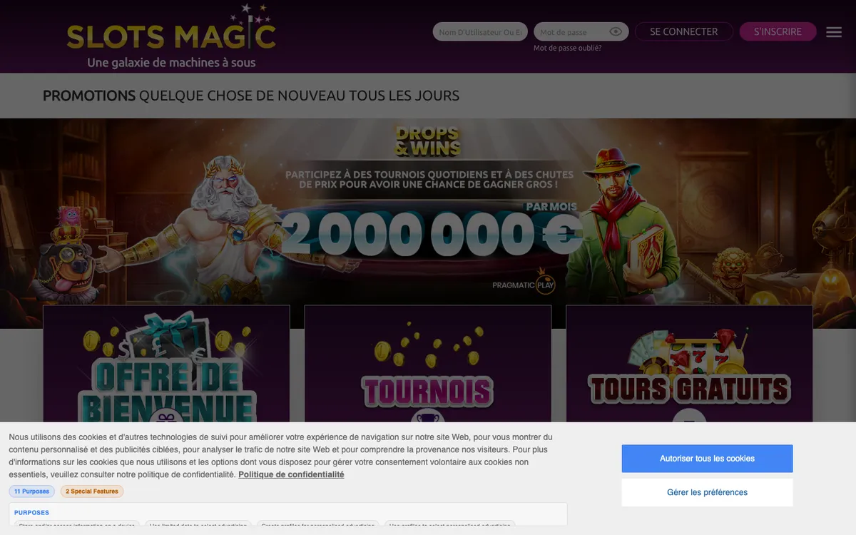 Slots Magic Casino — Promotions, captured from France