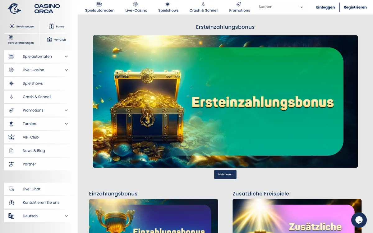 Casino Orca — Payments, captured from Germany