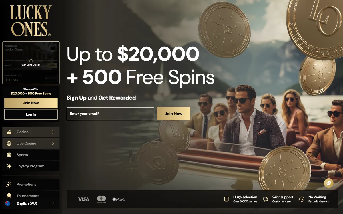 Lucky Ones Casino — Home page, captured from Australia