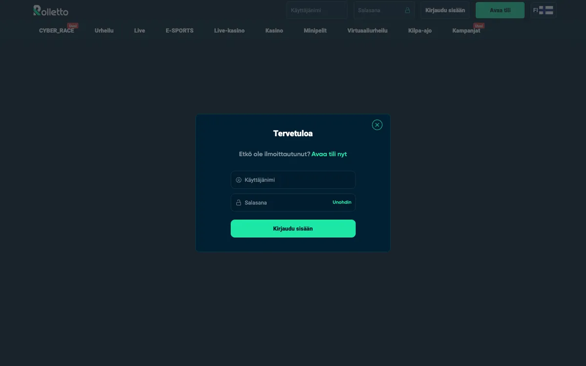 Rolletto Casino — Promotions, captured from Finland