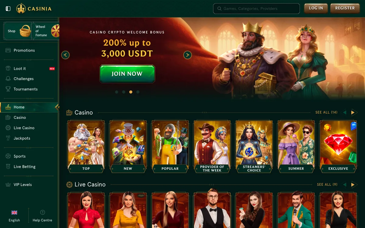 Casinia Casino — «Главная», снято из страны Нигерия