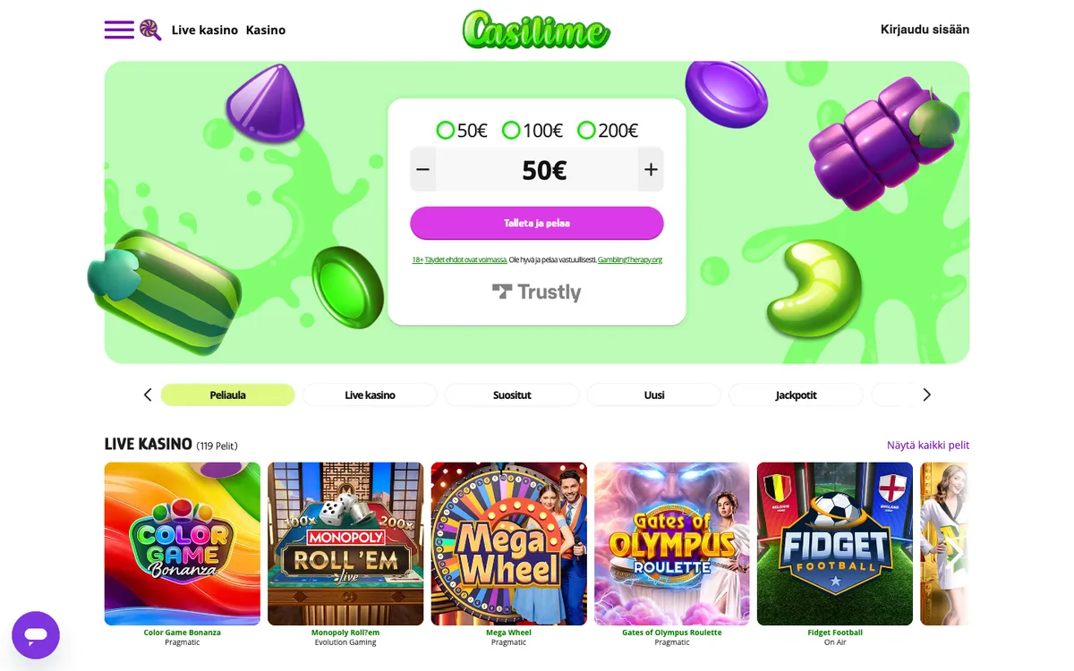 Casilime Casino — «Главная», снято из страны Финляндия