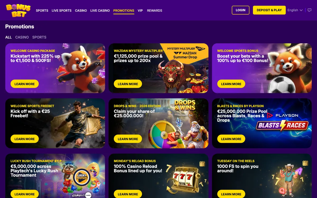 BonusBet Casino — Promotions, captured from Finland