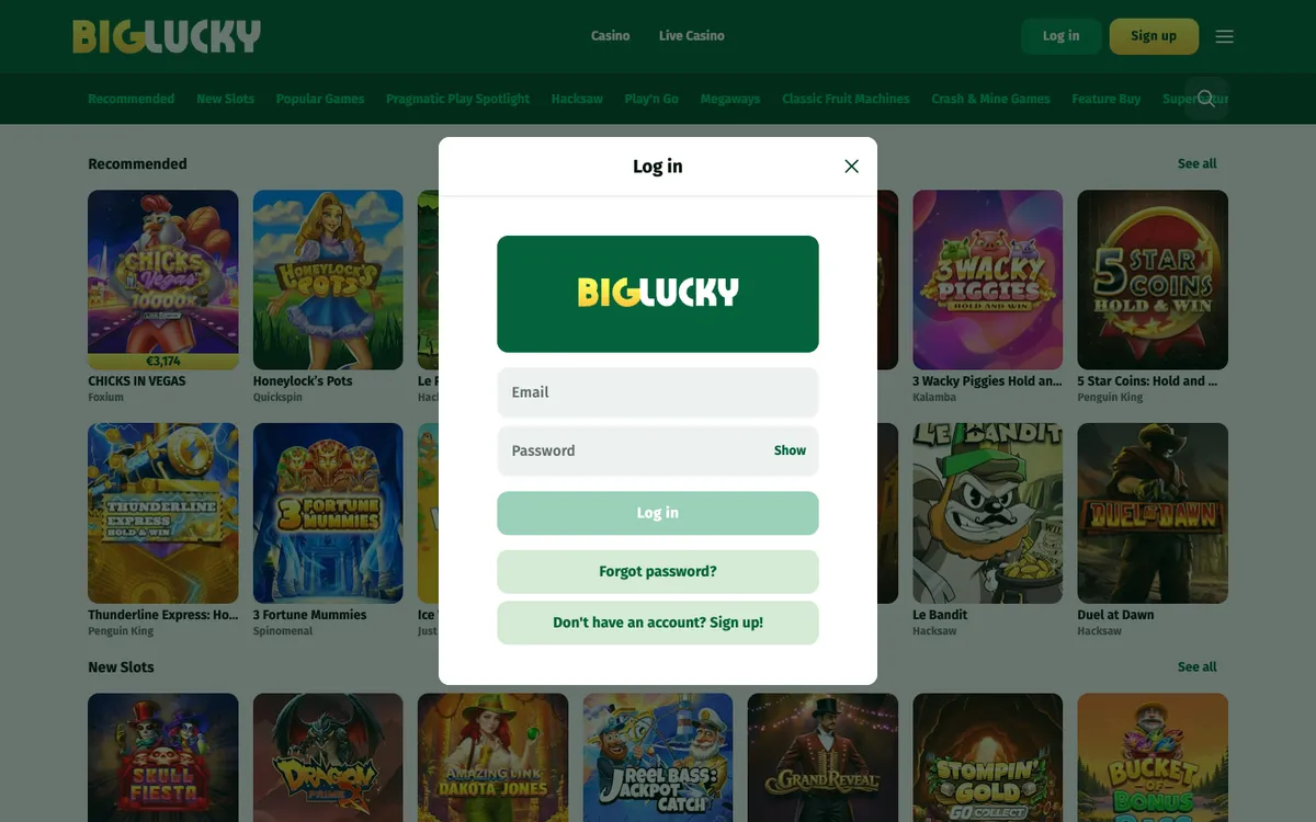 Big Lucky Casino — Promotions, captured from Austria