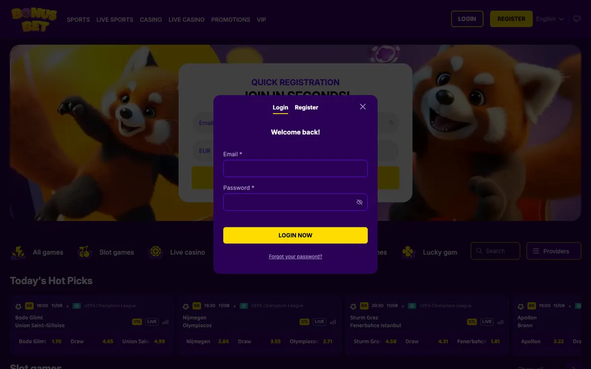BonusBet Casino — Sign-up, captured from Portugal
