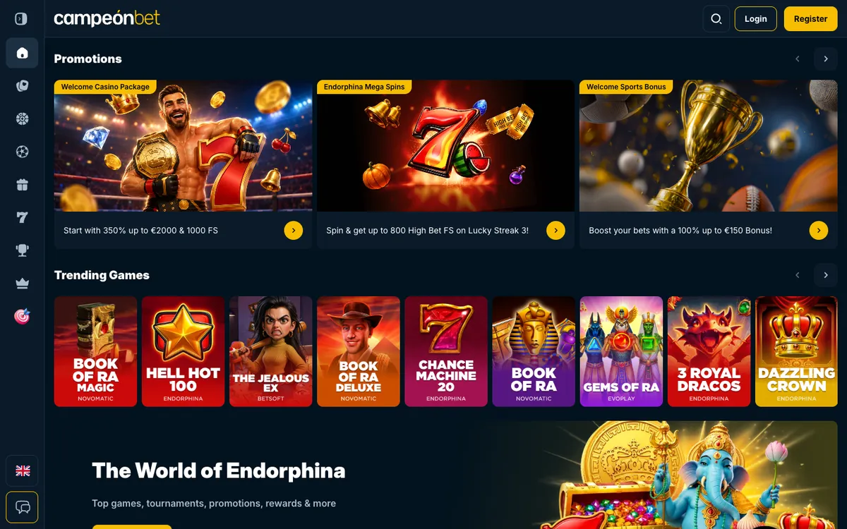 Campeonbet Casino — Home page, captured from Belgium