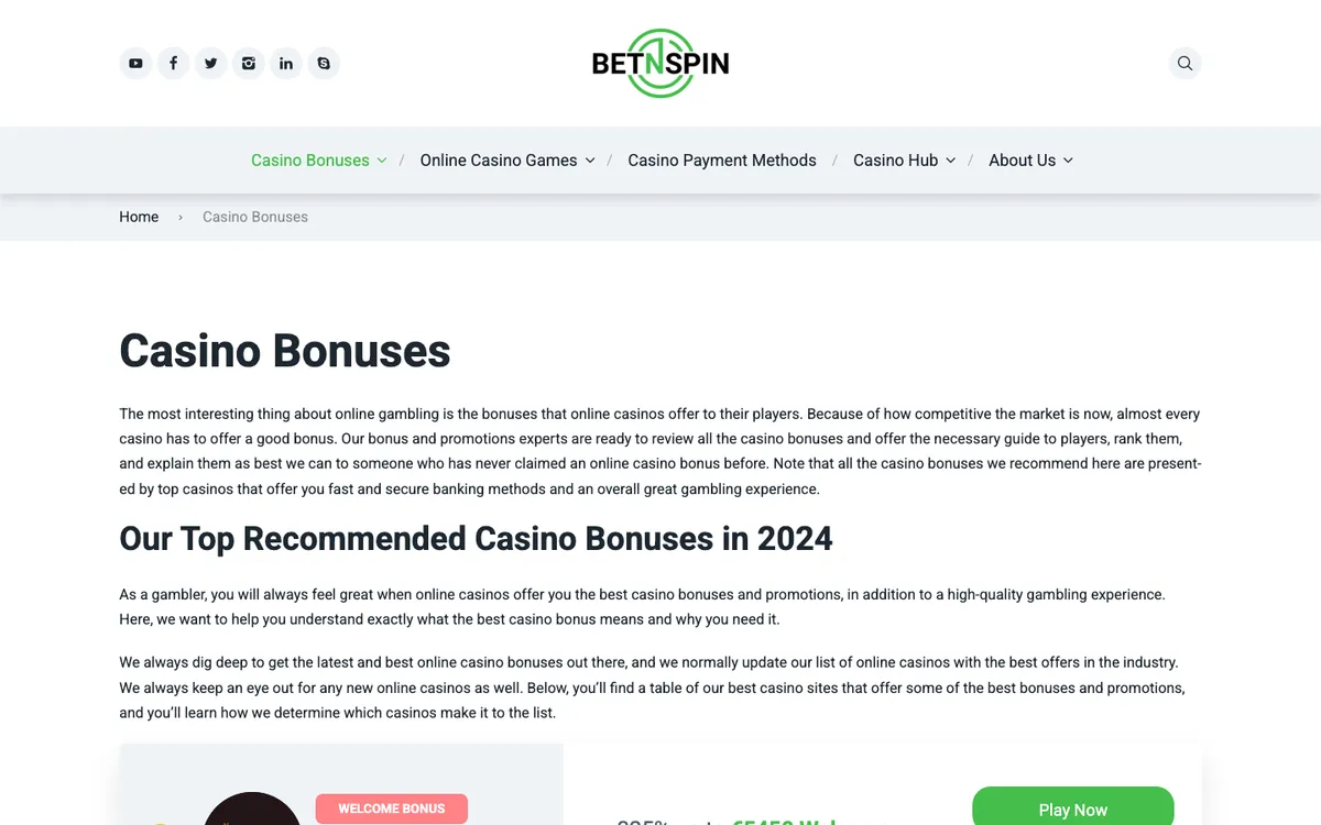Bet N' Spin Casino — «Акции», снято из страны Аргентина