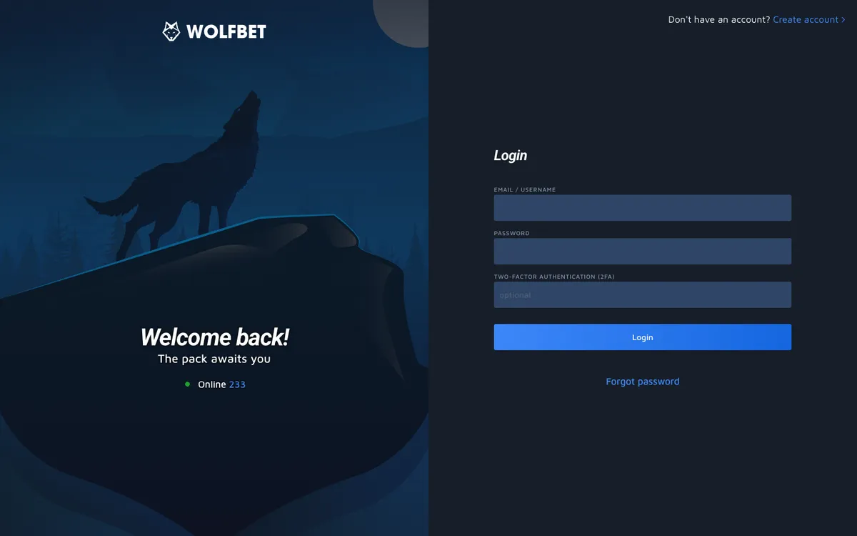 WOLFBET Casino — Sign-up, captured from Indonesia