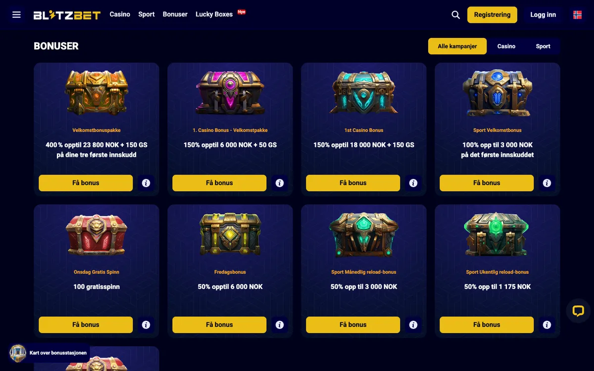 Blitz-bet Casino — Promotions, captured from Norway