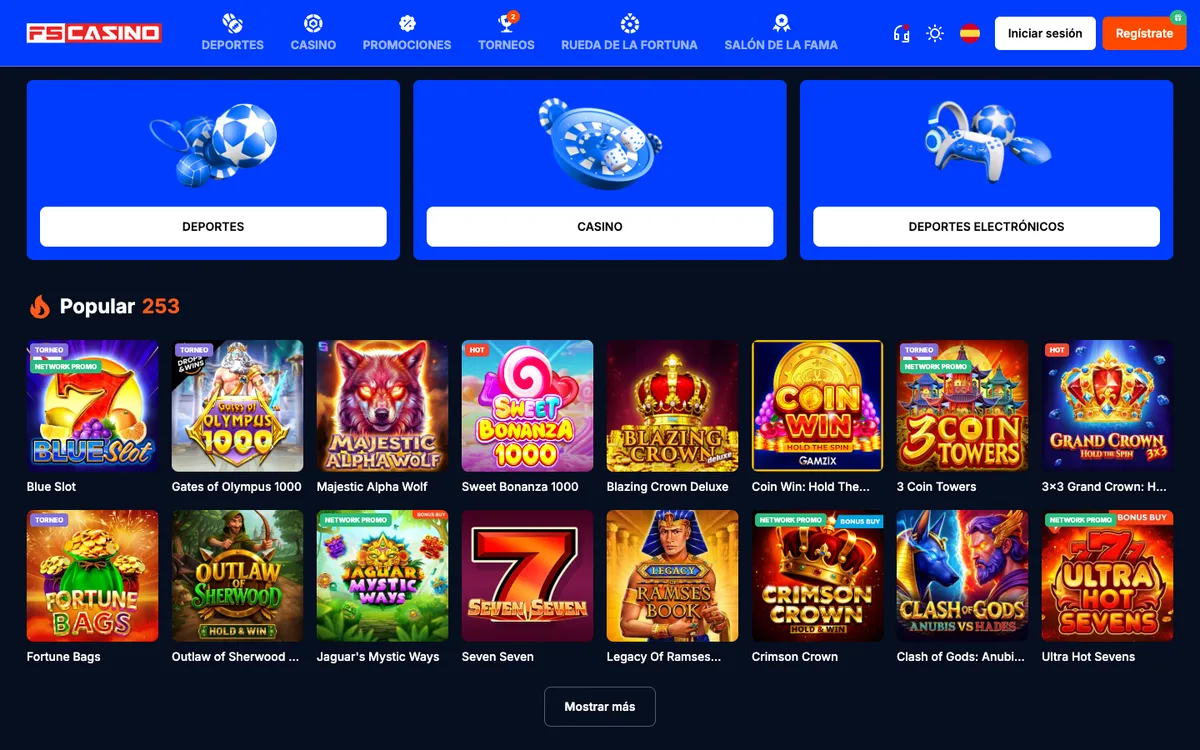 FS Casino — «Главная», снято из страны Мексика