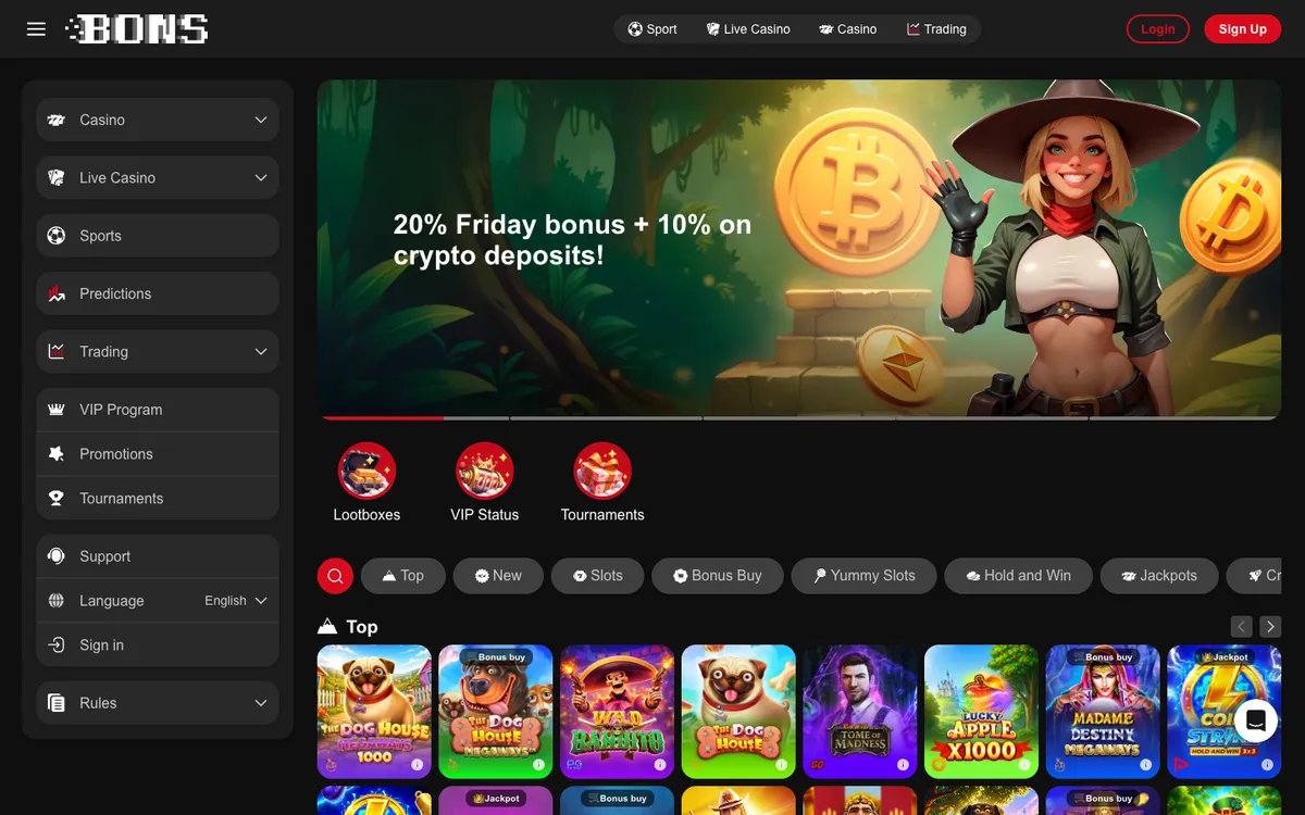 Bons Casino — Home page, captured from Indonesia