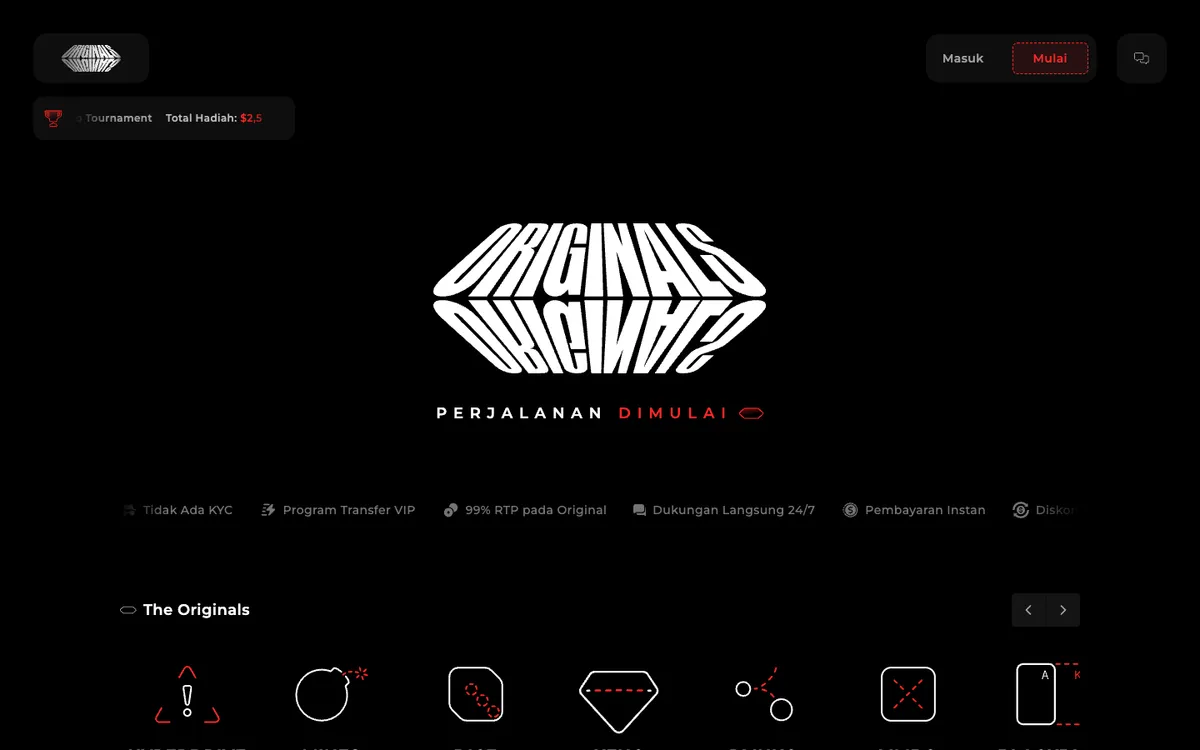 The Originals Casino — Home page, captured from Indonesia