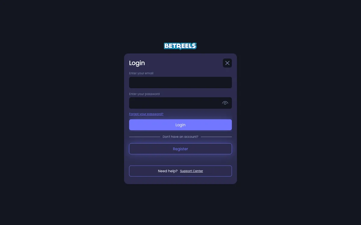 Betreels Casino — Sign-up, captured from New Zealand
