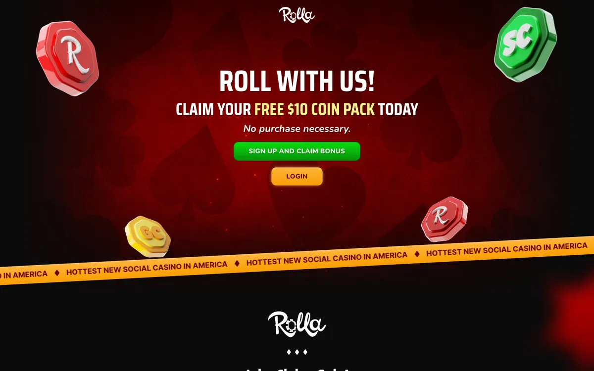 Rolla Casino — Home page, captured from United States