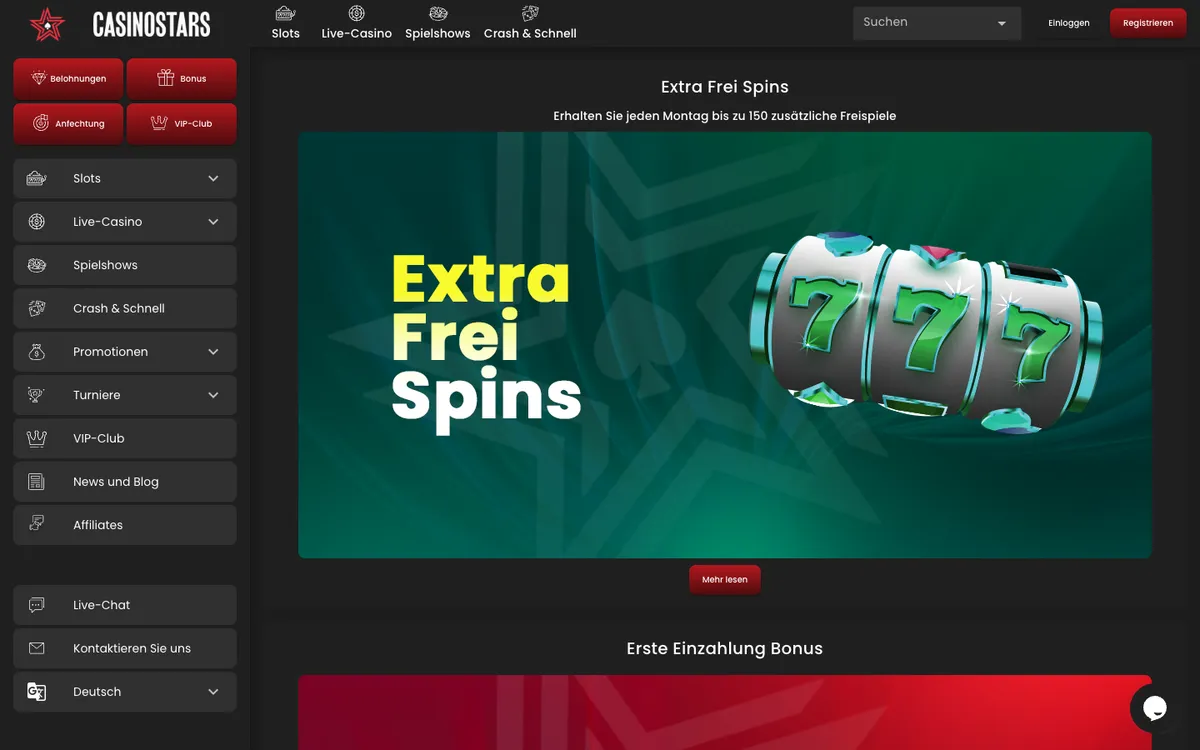 Casinostars.io — Payments, captured from Austria