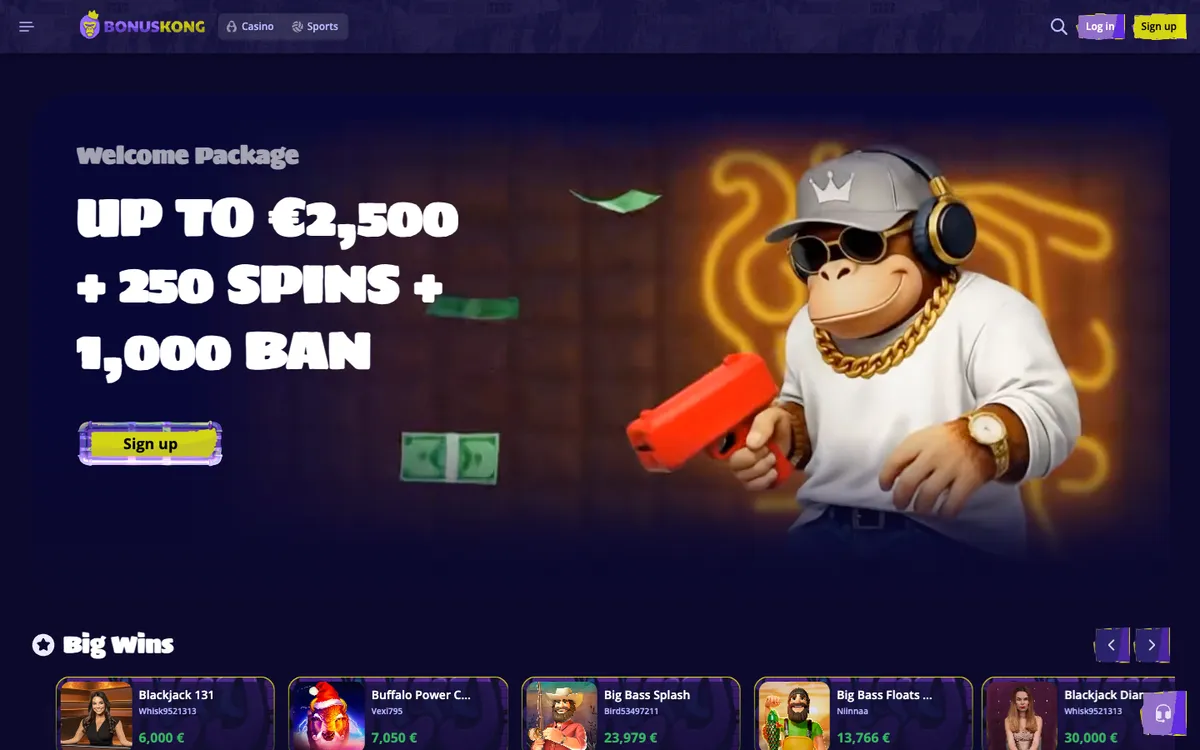 Bonuskong Casino — Home page, captured from Croatia