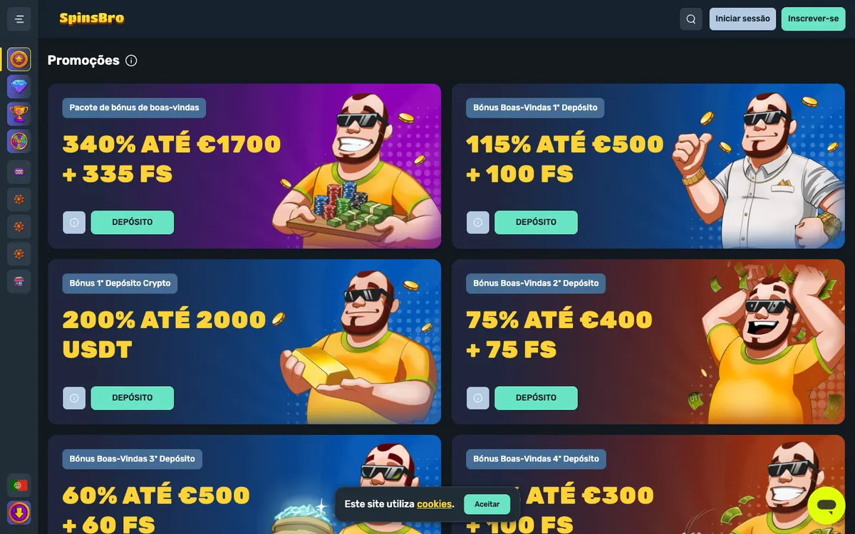 SpinsBro Casino — «Акции», снято из страны Португалия