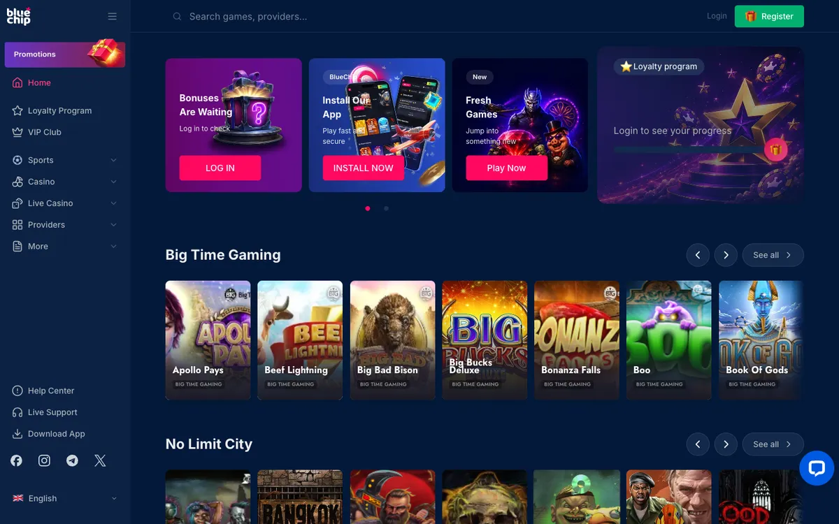 BlueChip Casino — «Главная», снято из страны Австрия