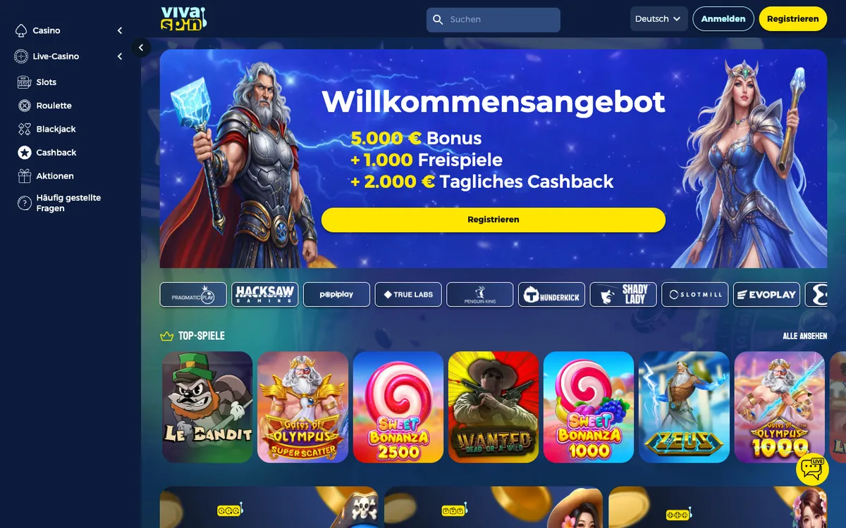 Vivaspin Casino — «Главная», снято из страны Австрия