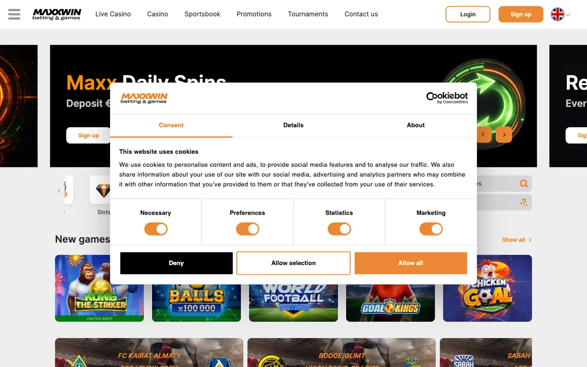 Maxxwin Casino — Home page, captured from New Zealand
