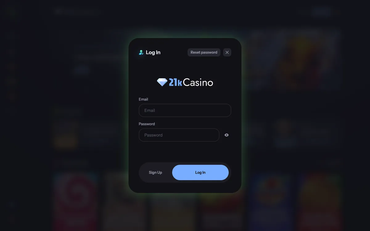 21kCasino — Sign-up, captured from Norway