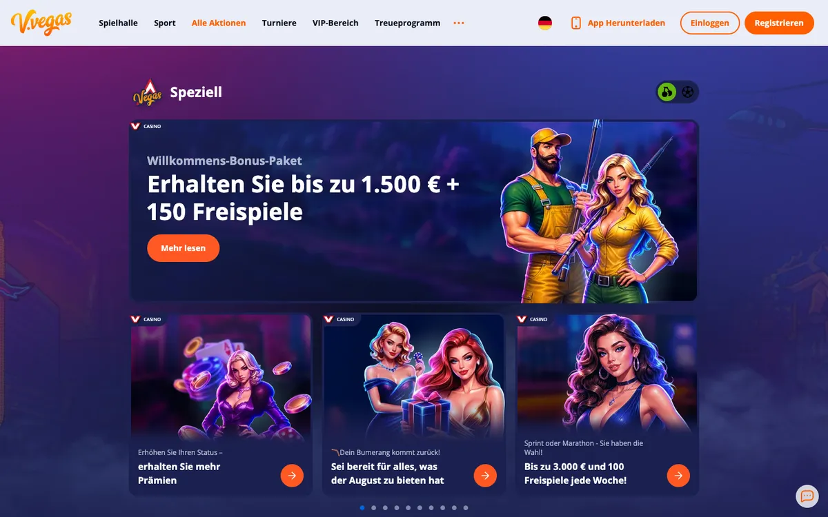 V.Vegas Casino — Promotions, captured from Germany