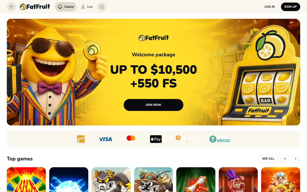 FatFruit Casino — «Главная», снято из страны Канада
